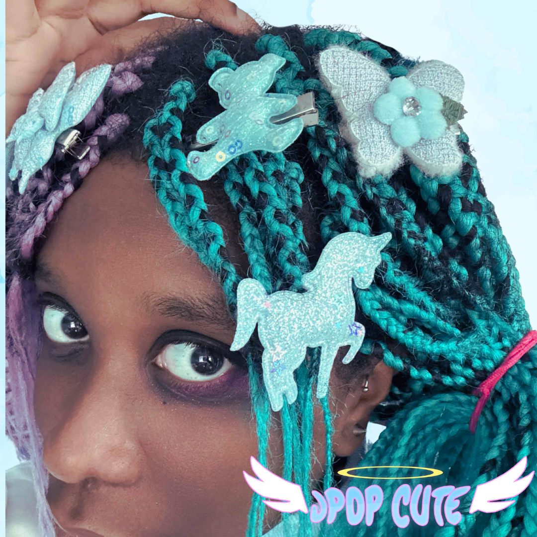 JPOP CUTE Light Blue Butterfly with Flower Hairclip