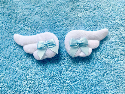 JPOP CUTE Set of 2 White Angel Wing Hairclips with Light Blue Ribbon