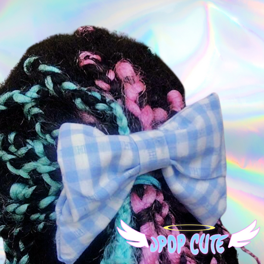 JPOP CUTE Light Blue & White Checkered Hair Bow
