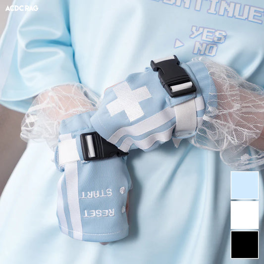 ACDC RAG Game Over Light Blue Fingerless Gloves