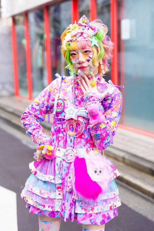 6%DOKIDOKI KAWAIITOPIA Pastel Forest Dreams Tiered Pannier Skirt/Belt